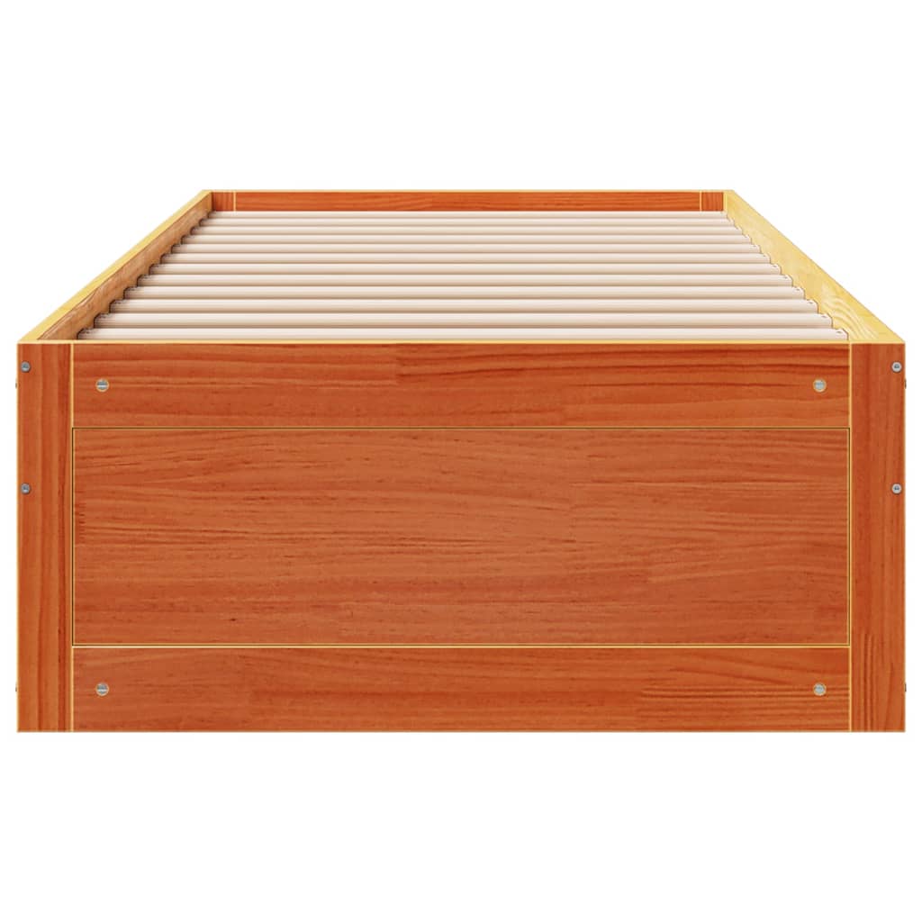 Bed Frame without Mattress with Drawers Wax Brown 75x190 cm Small Single Solid Wood Pine