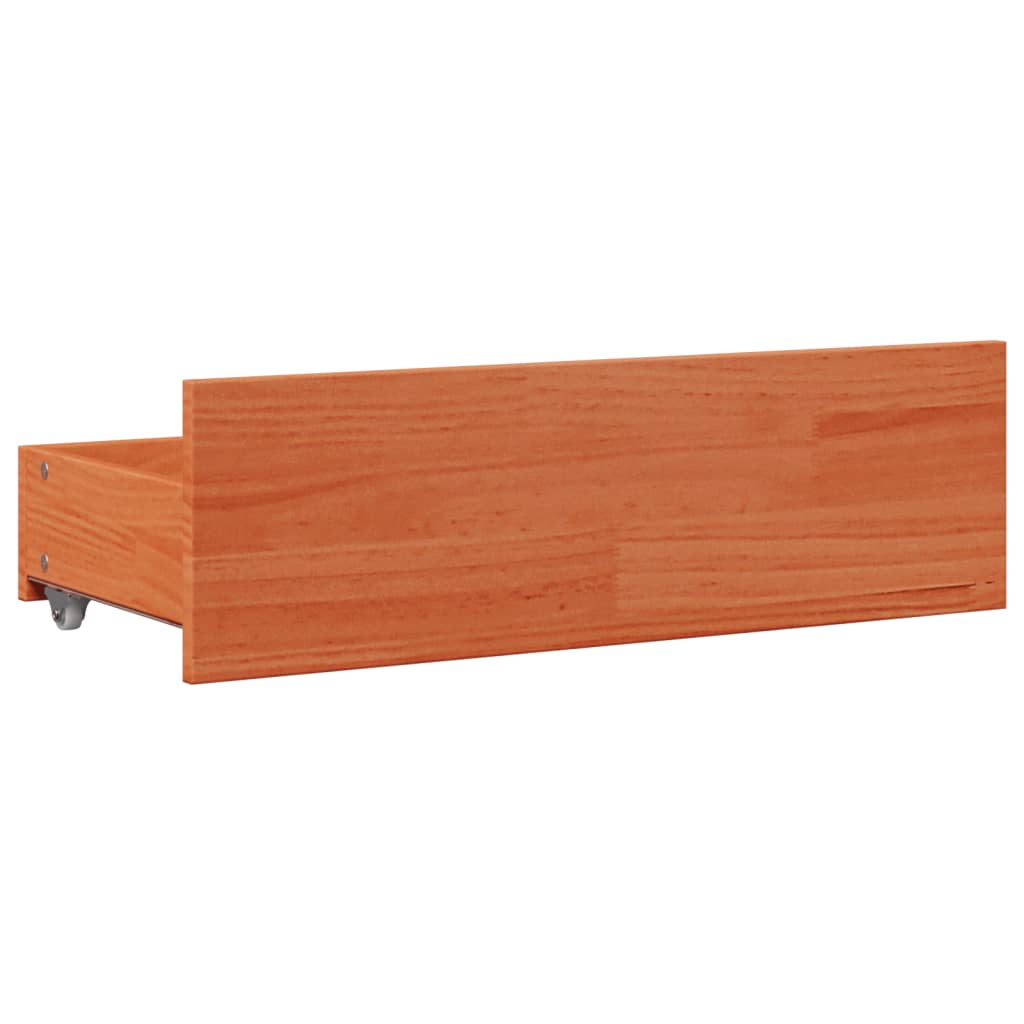 Bed Frame without Mattress with Drawers Wax Brown 75x190 cm Small Single Solid Wood Pine