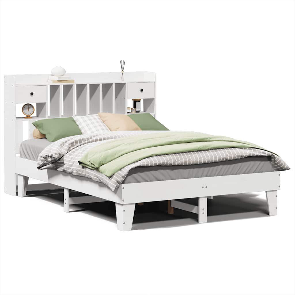 Bed Frame without Mattress White 140x200 cm Solid Wood Pine