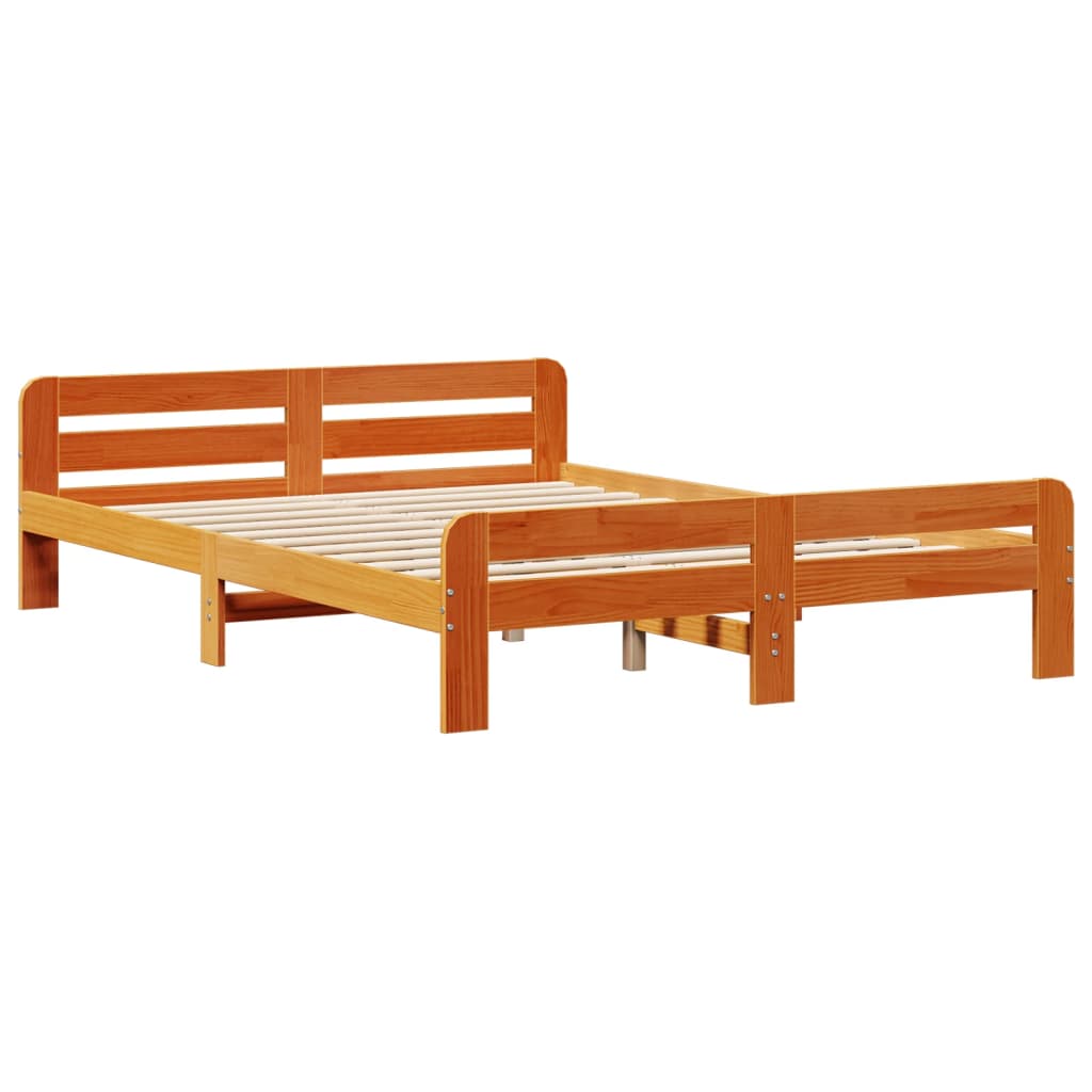 Bookcase Bed without Mattress Wax Brown 160x200cm Solid Wood Pine