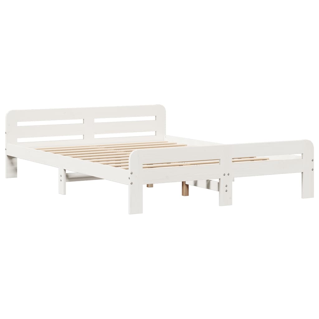 Bookcase Bed without Mattress White 150x200 cm King Size Solid Wood Pine