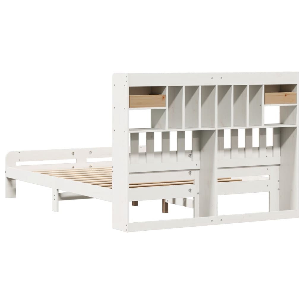 Bookcase Bed without Mattress White 140x200 cm Solid Wood Pine