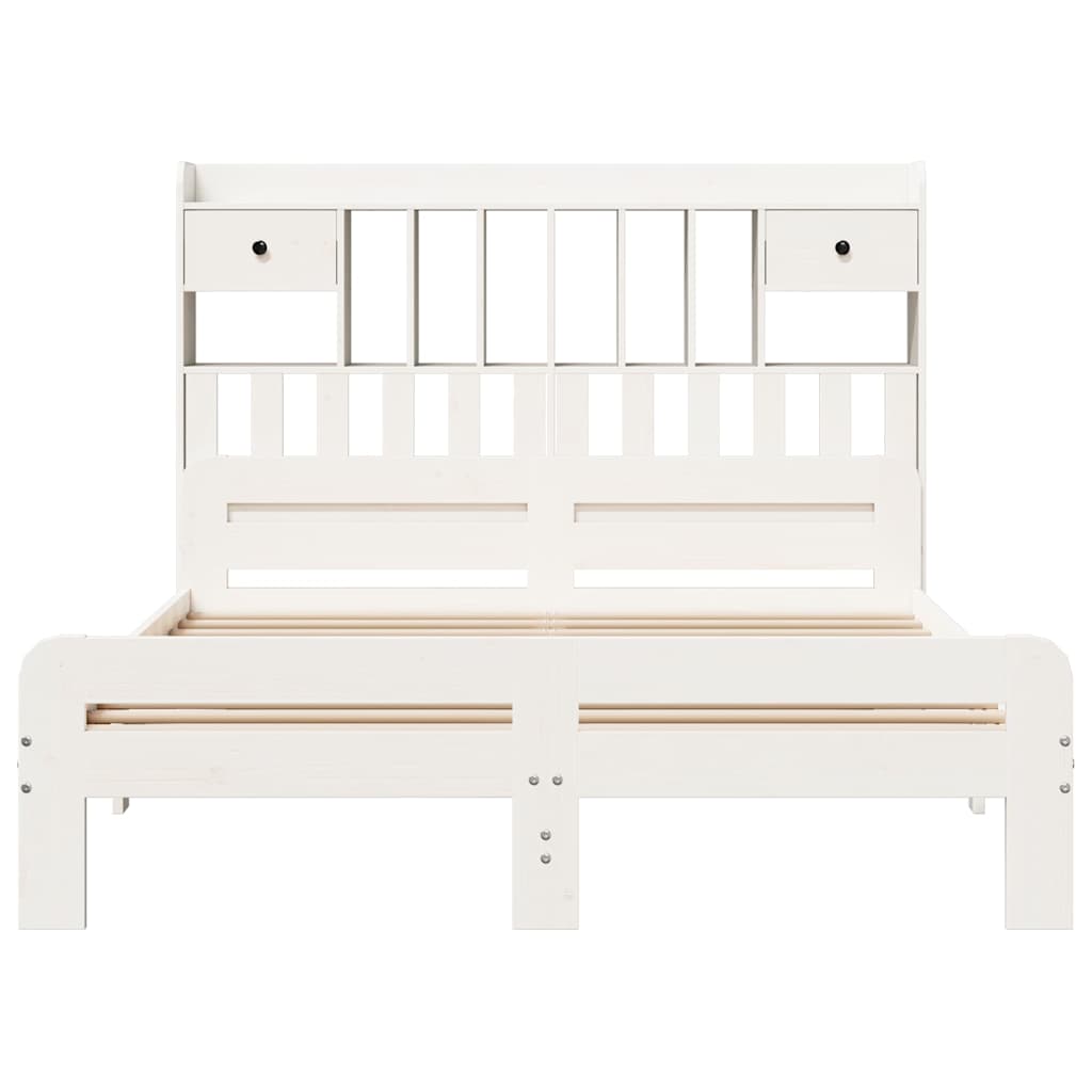 Bookcase Bed without Mattress White 140x190 cm Solid Wood Pine