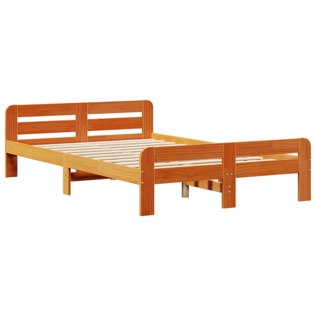 Bookcase Bed without Mattress Wax Brown 135x190 cm Double Solid Wood Pine