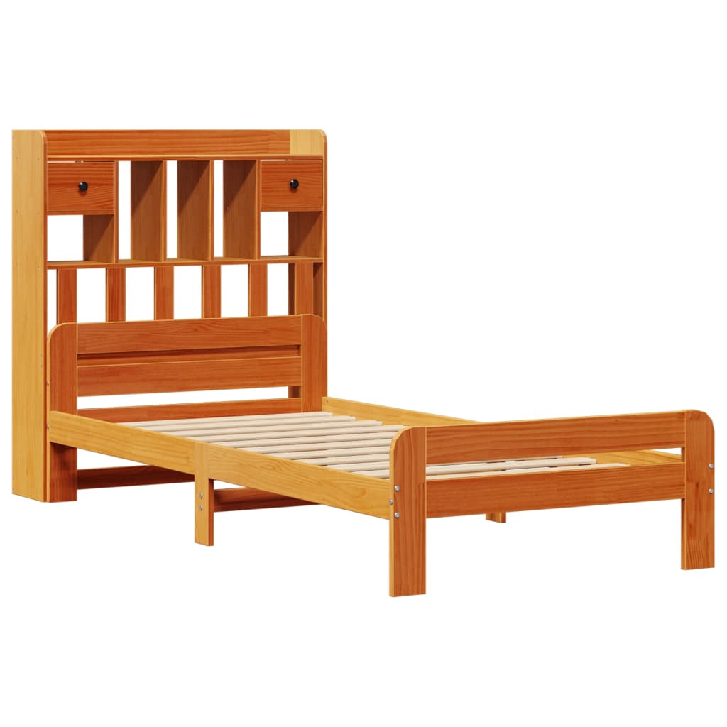 Bookcase Bed without Mattress Wax Brown 75x190 cm Small Single Solid Wood Pine