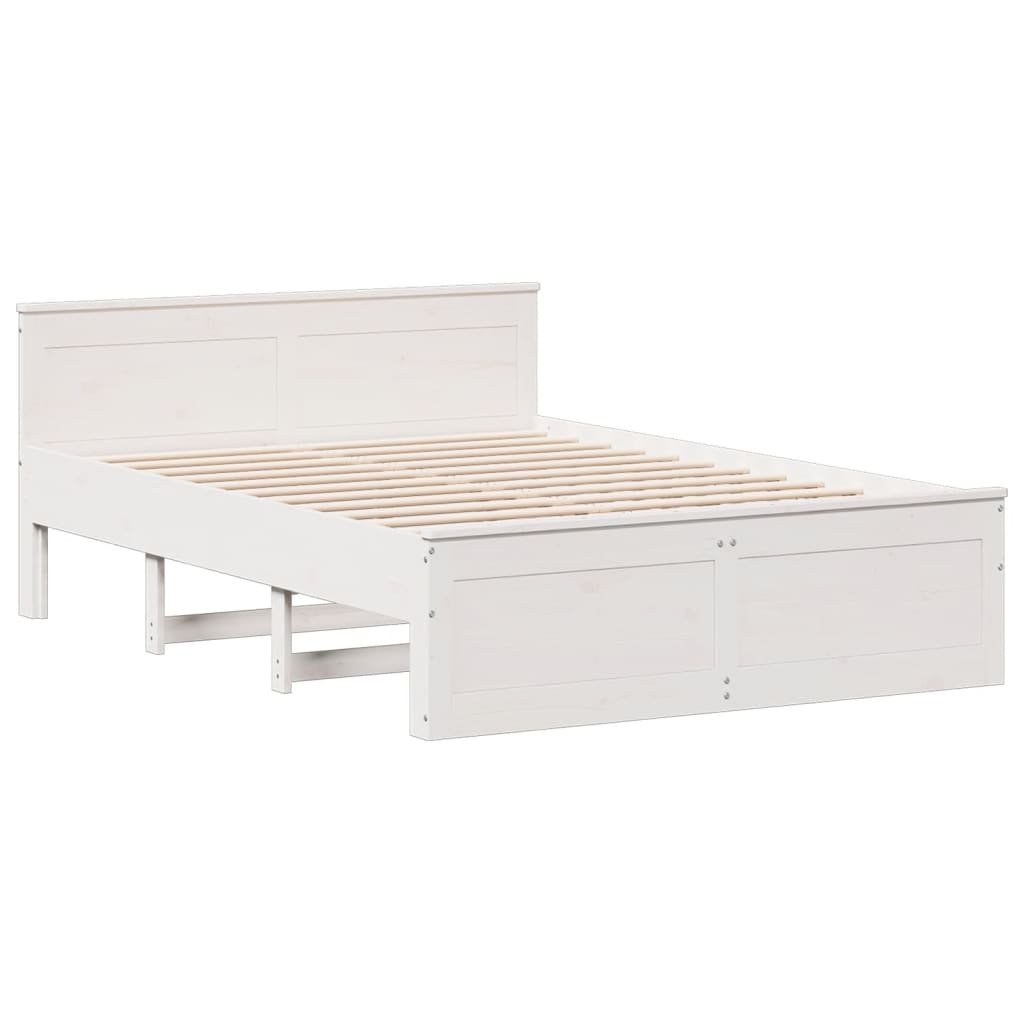 Bookcase Bed without Mattress White 150x200 cm King Solid Wood Pine