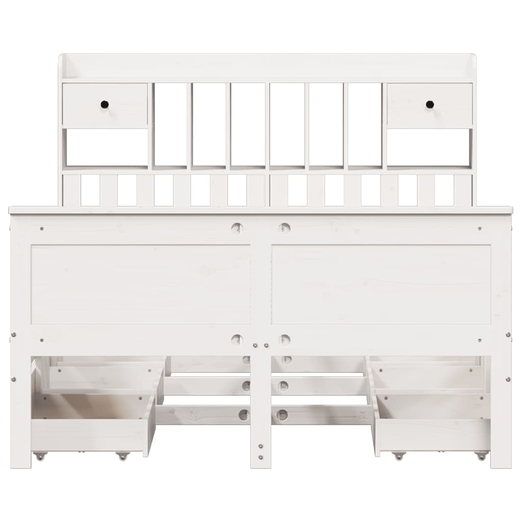 Bookcase Bed without Mattress White 140x200 cm Solid Wood Pine