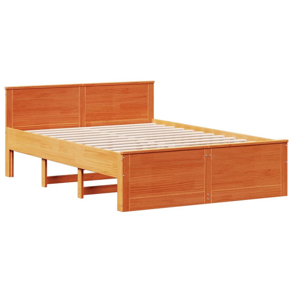 Bookcase Bed without Mattress Wax Brown 140x200 cm Solid Wood Pine