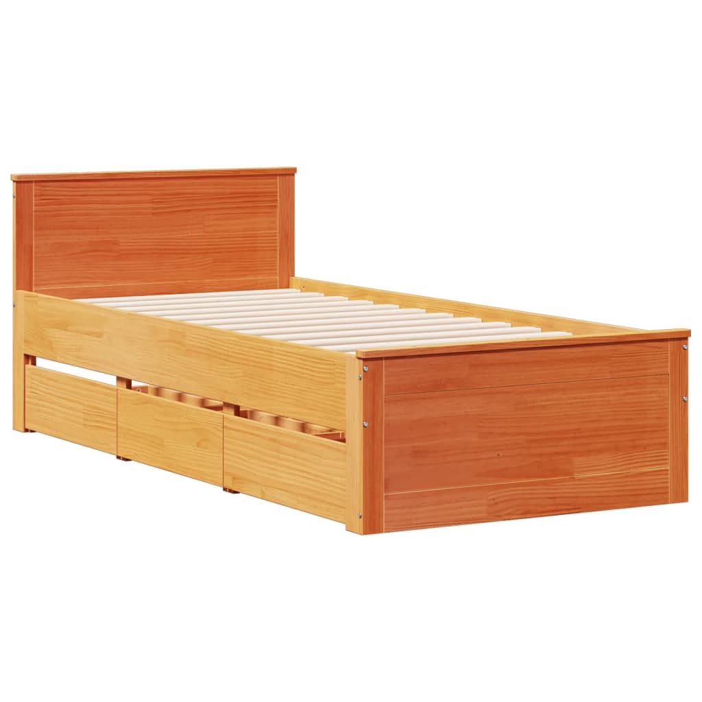 Bookcase Bed without Mattress Wax Brown 100x200 cm Solid Wood Pine