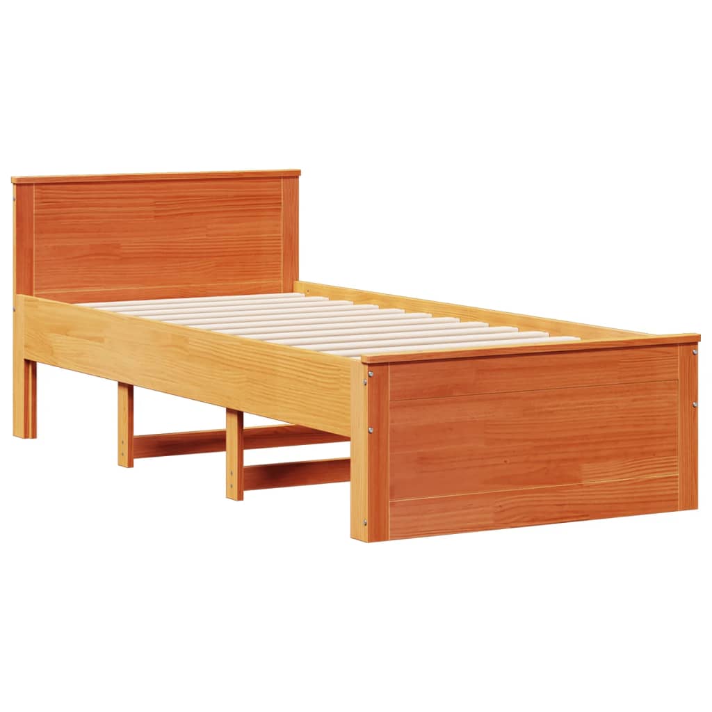 Bookcase Bed without Mattress Wax Brown 100x200 cm Solid Wood Pine