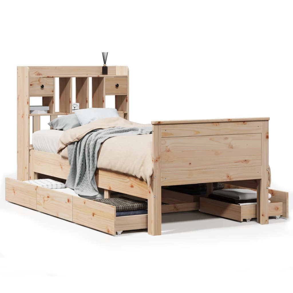 Bookcase Bed without Mattress 90x200 cm Solid Wood Pine