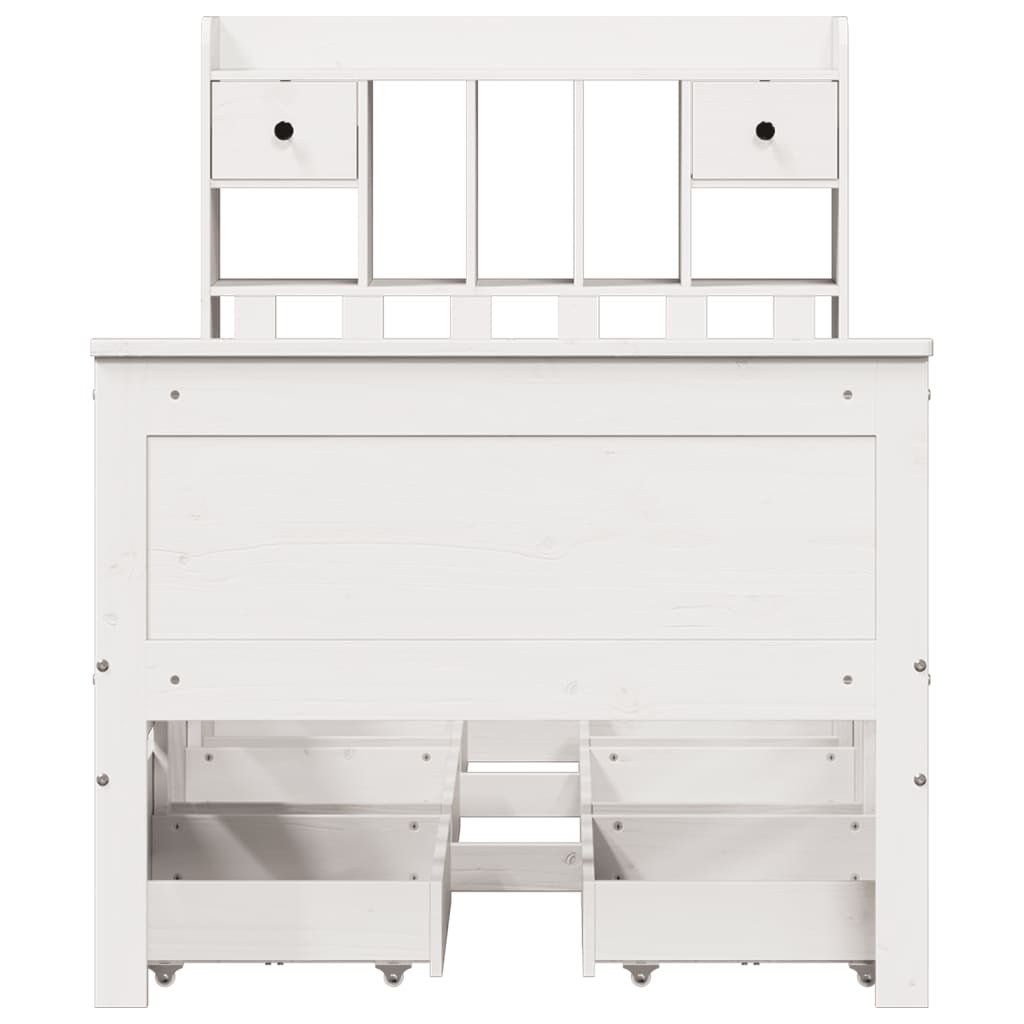 Bookcase Bed without Mattress White 90x200 cm Solid Wood Pine