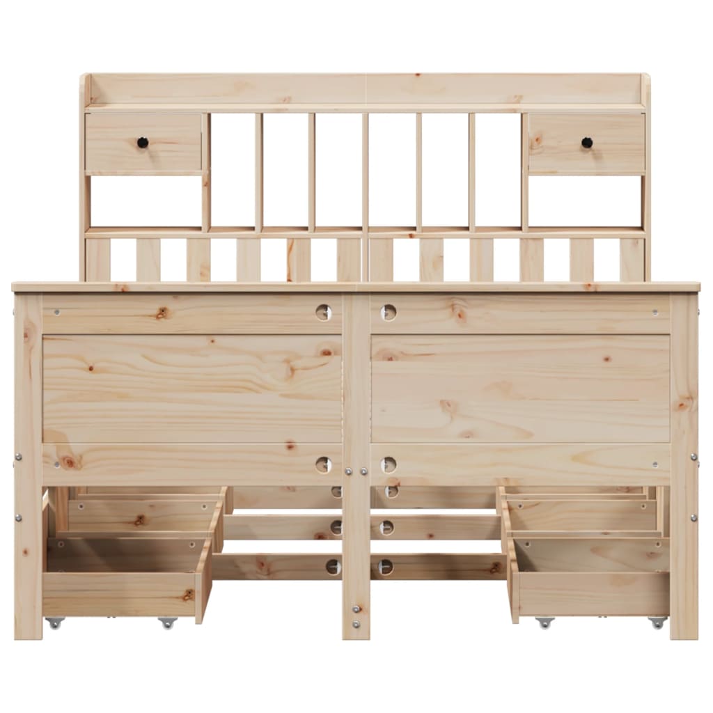 Bookcase Bed without Mattress 140x190 cm Solid Wood Pine