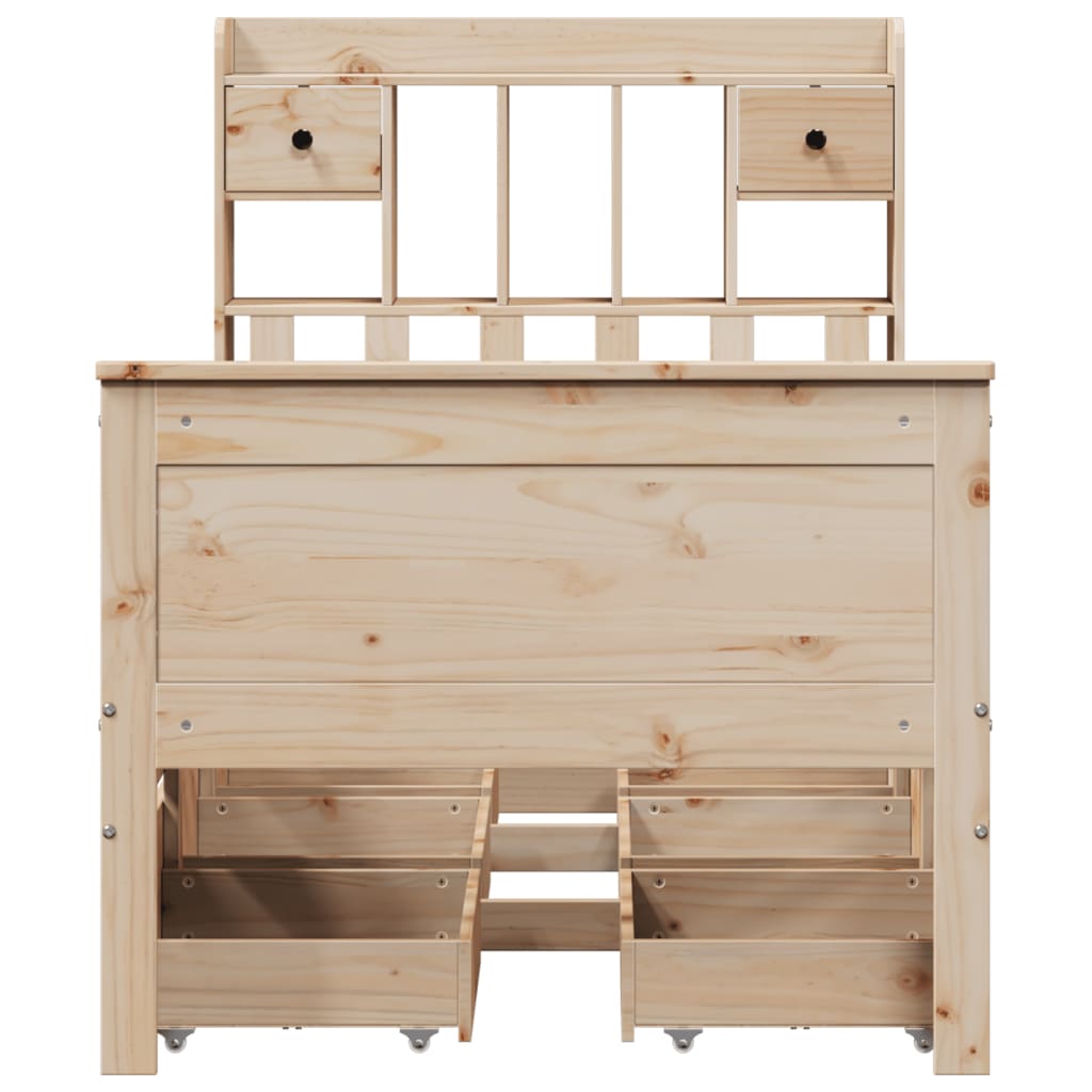 Bookcase Bed without Mattress 90x190 cm Single Solid Wood Pine