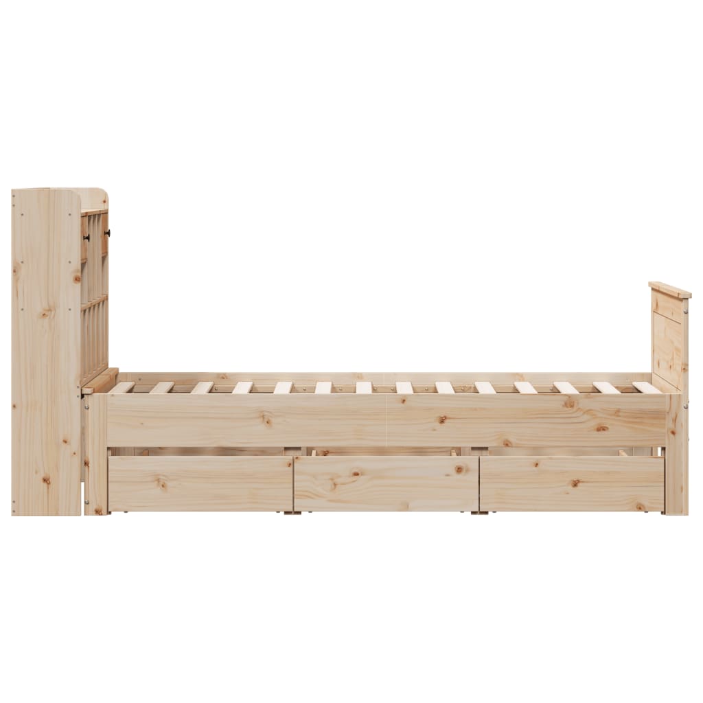 Bookcase Bed without Mattress 90x190 cm Single Solid Wood Pine