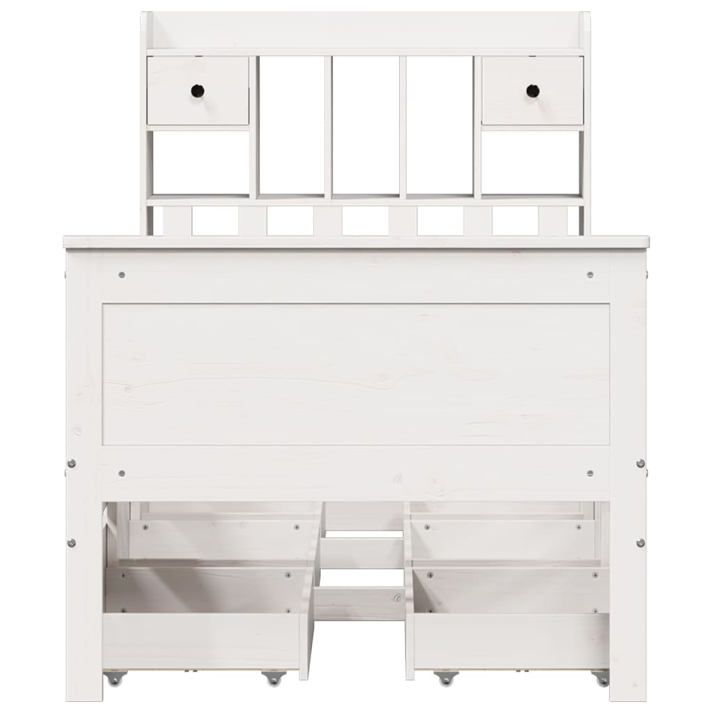 Bookcase Bed without Mattress White 75x190 cm Small Single Solid Wood Pine