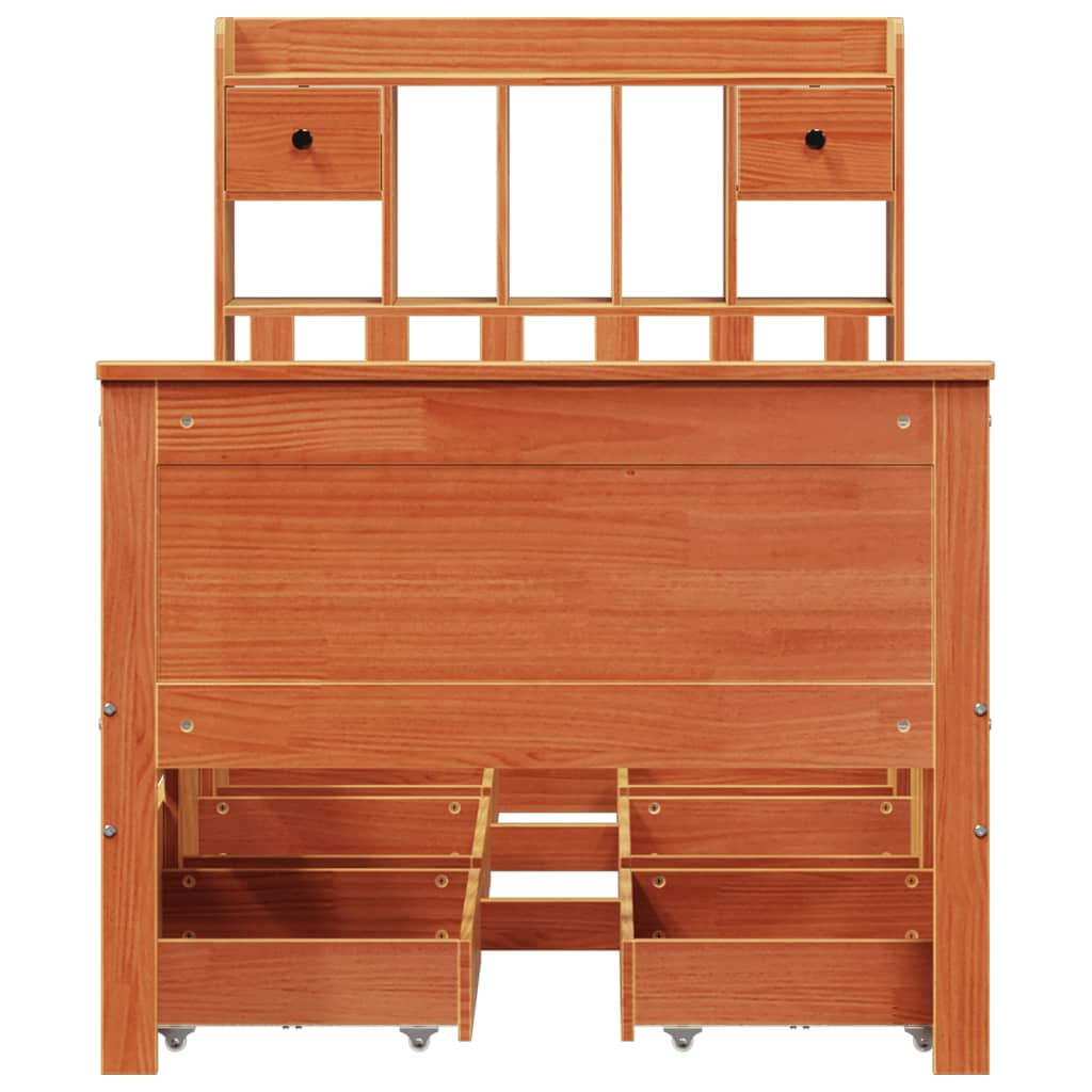 Bookcase Bed without Mattress Wax Brown 75x190 cm Small Single Solid Wood Pine