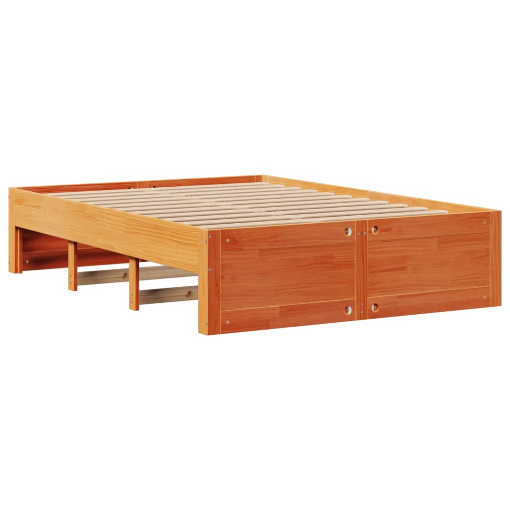 Bookcase Bed without Mattress Wax Brown 140x200 cm Solid Wood Pine