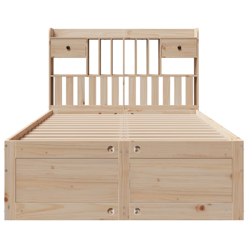 Bookcase Bed without Mattress 135x190 cm Double Solid Wood Pine