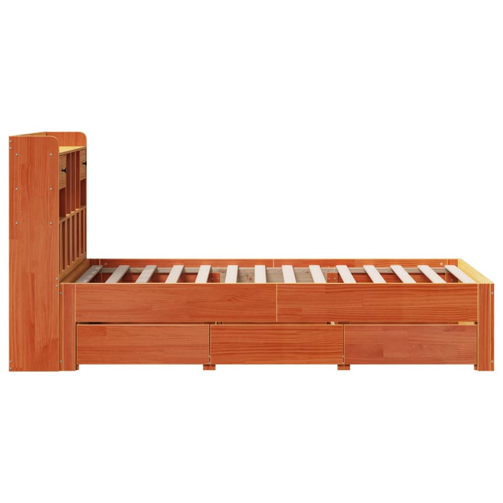 Bookcase Bed without Mattress Wax Brown 75x190 cm Small Single Solid Wood Pine