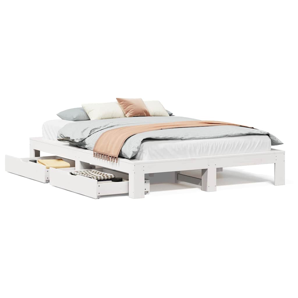 Bed Frame without Mattress White 160x200 cm Solid Wood Pine