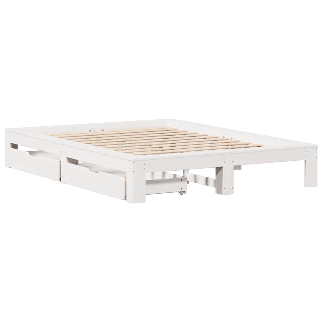 Bed Frame without Mattress White 160x200 cm Solid Wood Pine