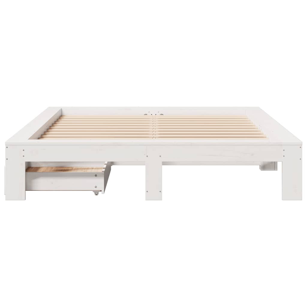 Bed Frame without Mattress White 160x200 cm Solid Wood Pine