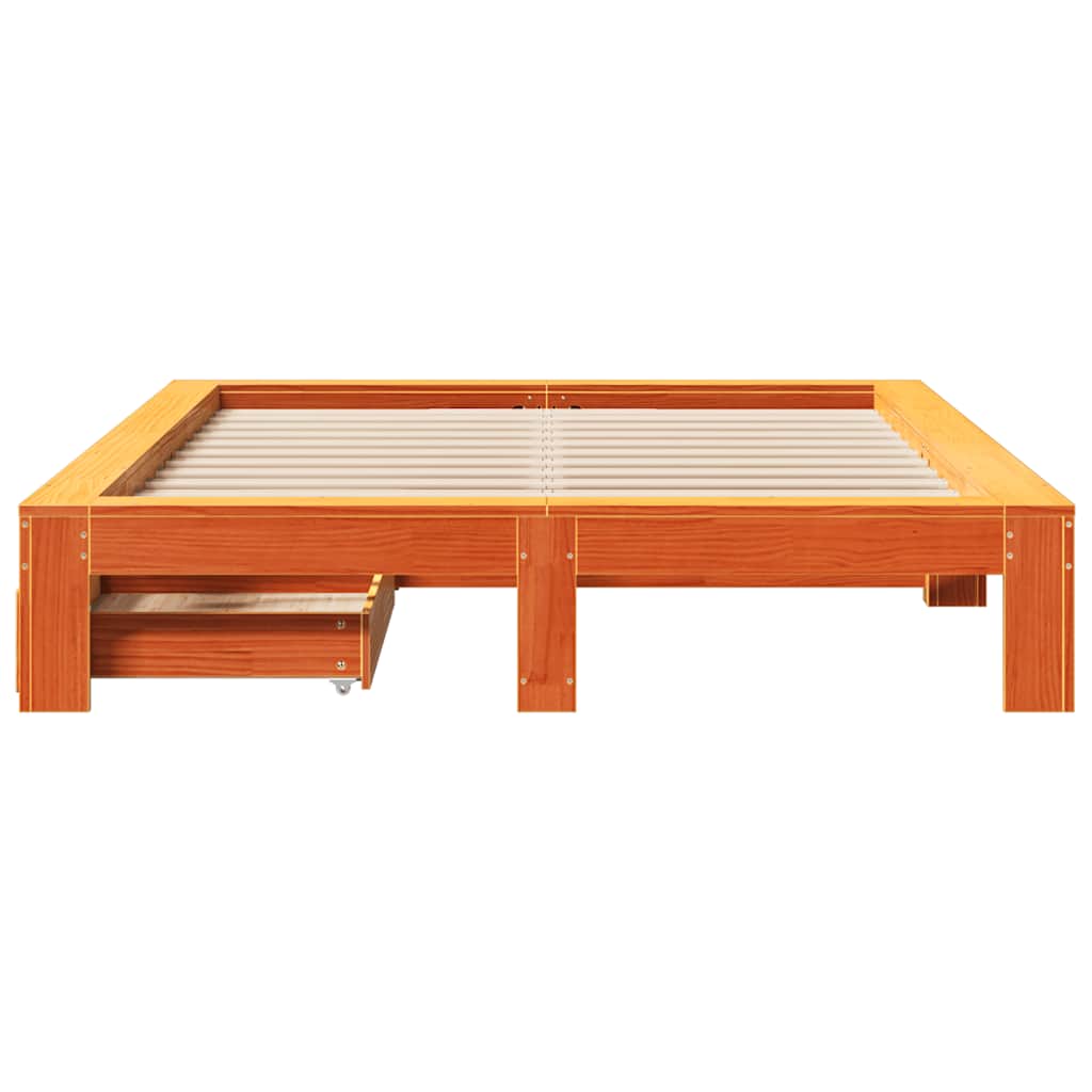 Bed Frame without Mattress Wax Brown 160x200 cm Solid Wood Pine
