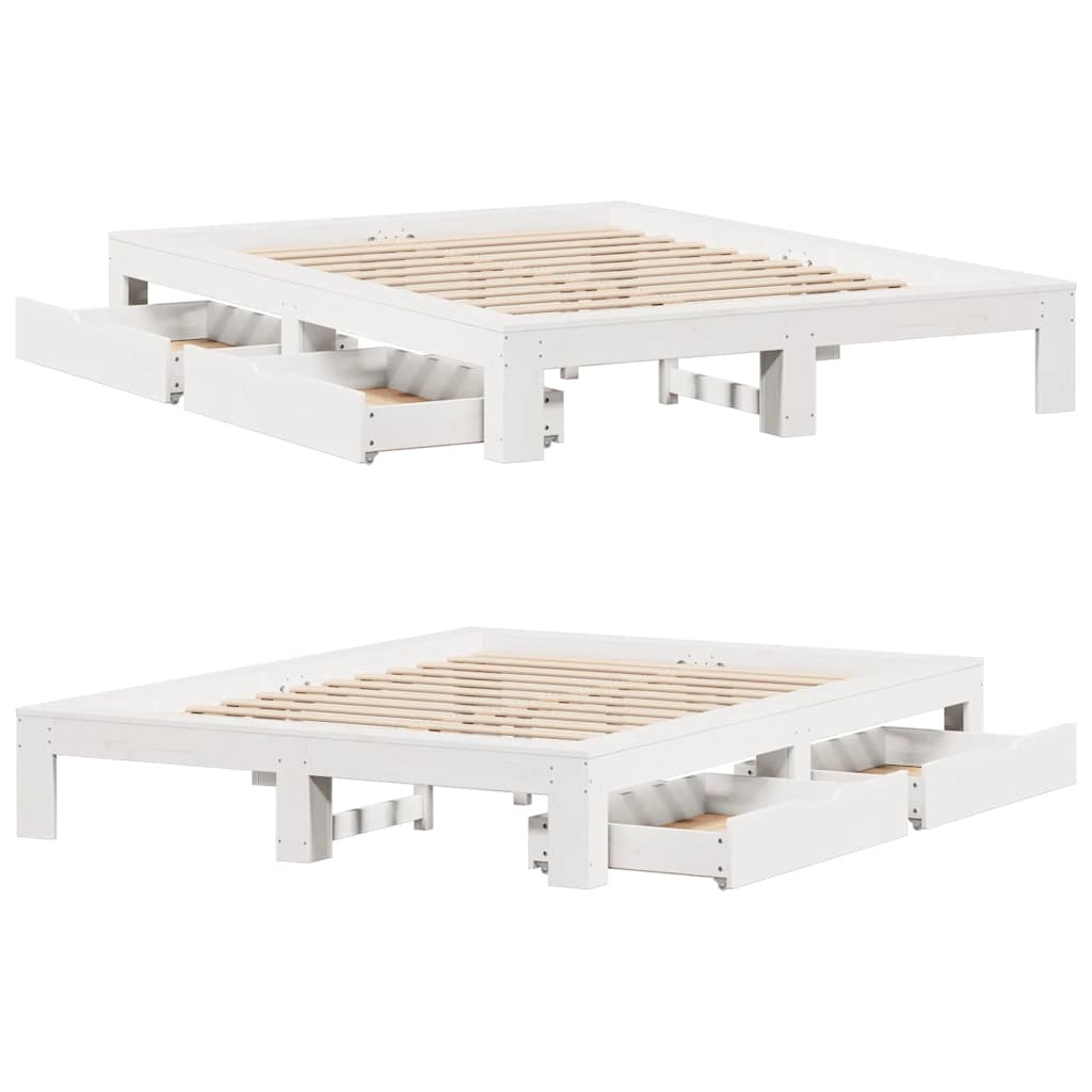 Bed Frame without Mattress White 140x200 cm Solid Wood Pine