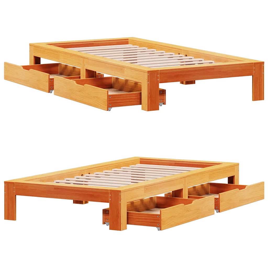 Bed Frame without Mattress Wax Brown 90x200 cm Solid Wood Pine