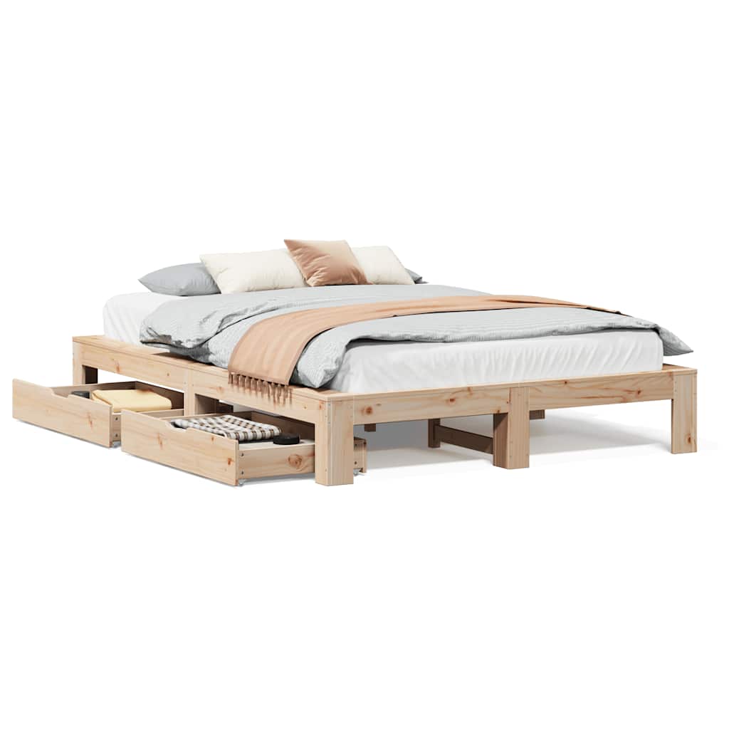 Bed Frame without Mattress 140x190 cm Solid Wood Pine