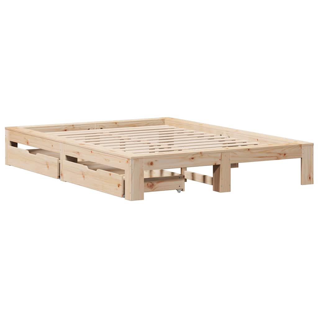 Bed Frame without Mattress 140x190 cm Solid Wood Pine