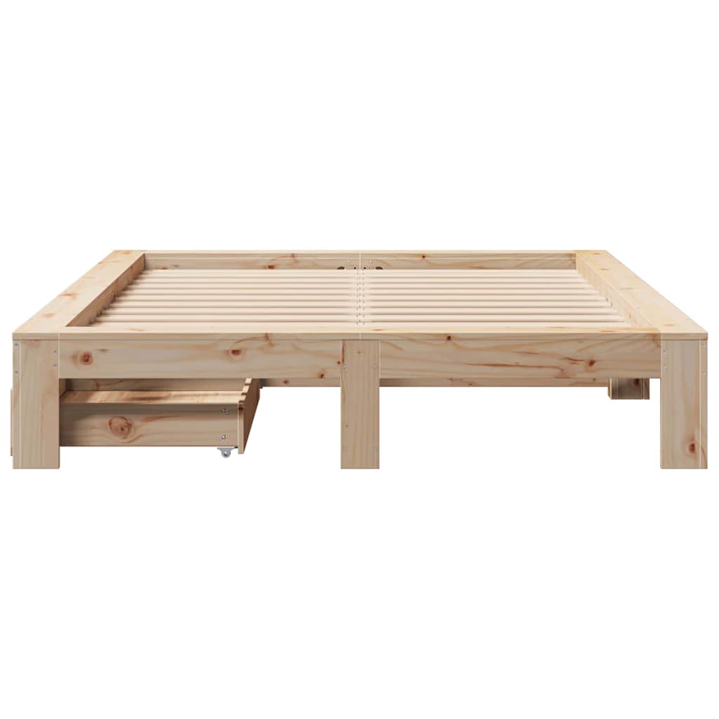 Bed Frame without Mattress 140x190 cm Solid Wood Pine