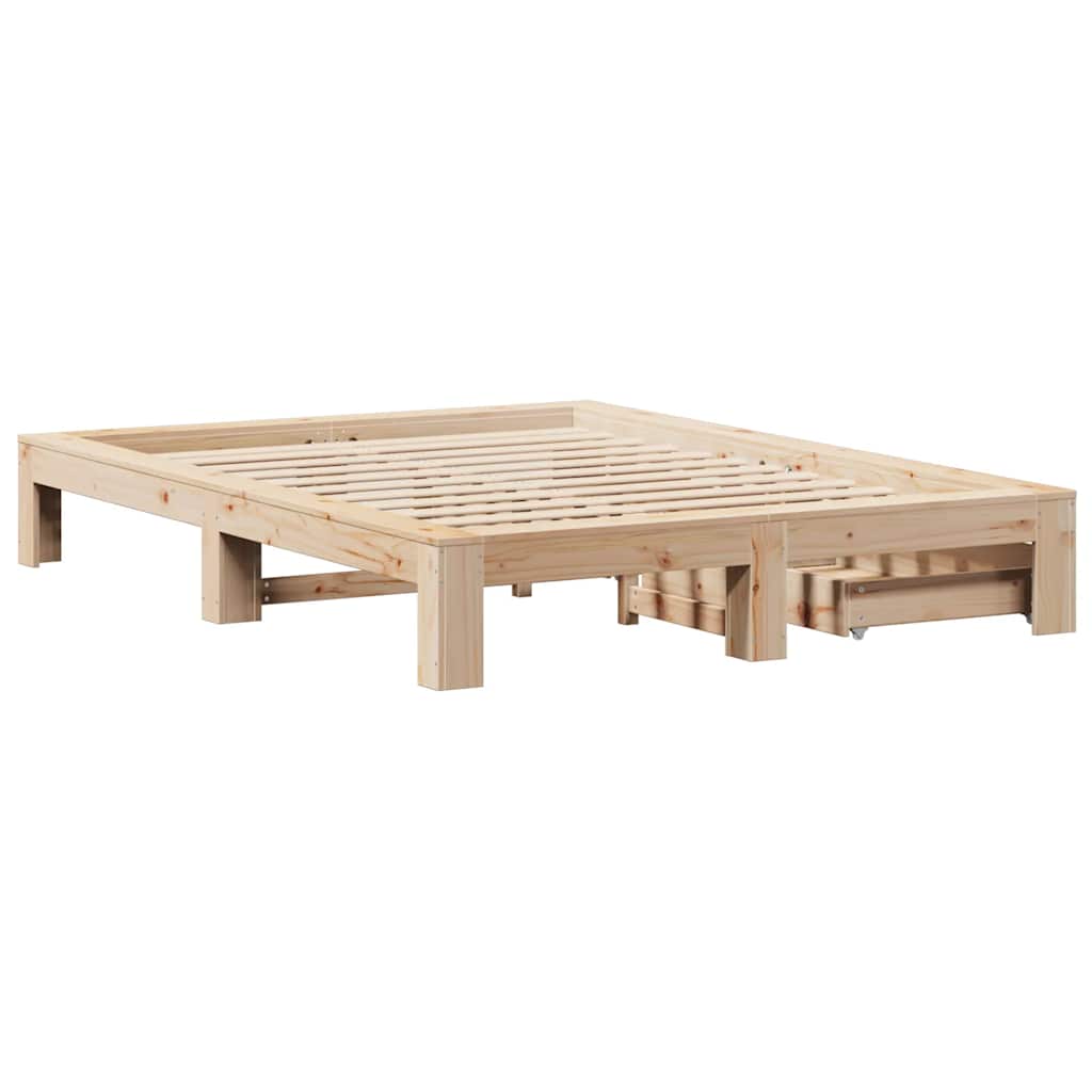 Bed Frame without Mattress 140x190 cm Solid Wood Pine