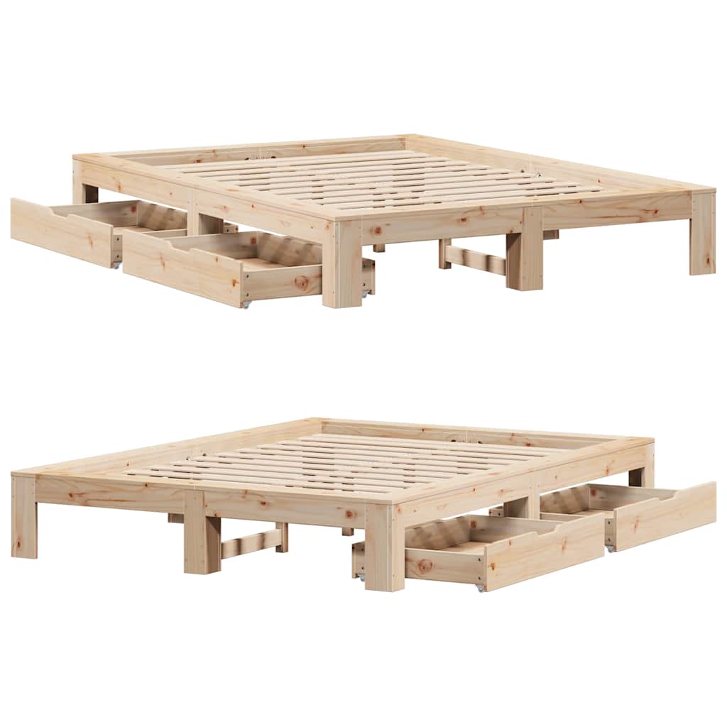 Bed Frame without Mattress 140x190 cm Solid Wood Pine
