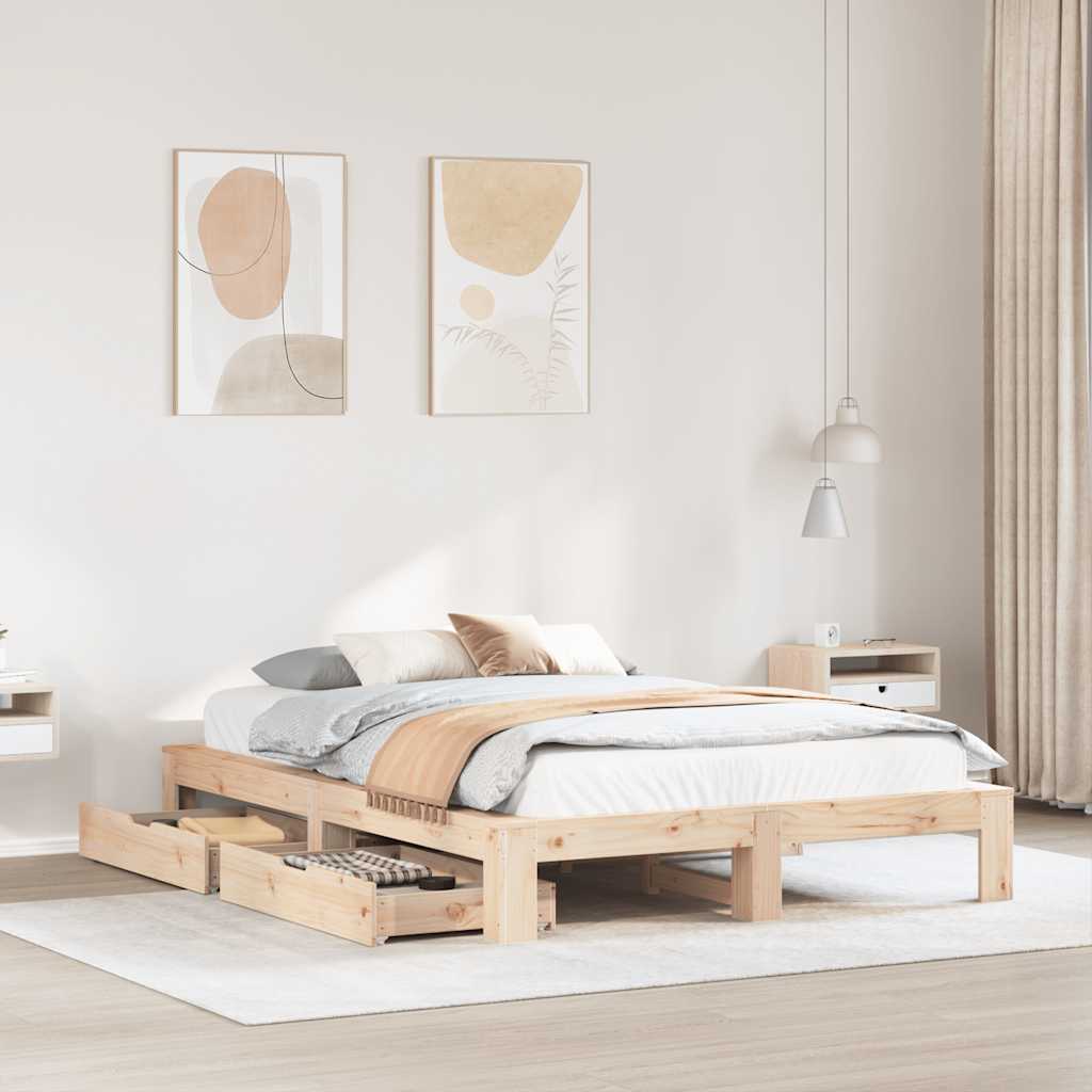 Bed Frame without Mattress 140x190 cm Solid Wood Pine