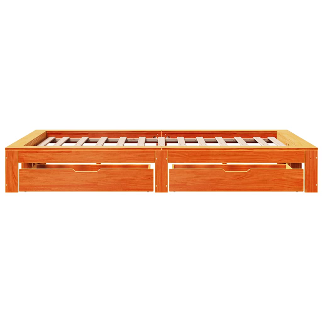 Bed Frame without Mattress Wax Brown 135x190 cm Double Solid Wood Pine
