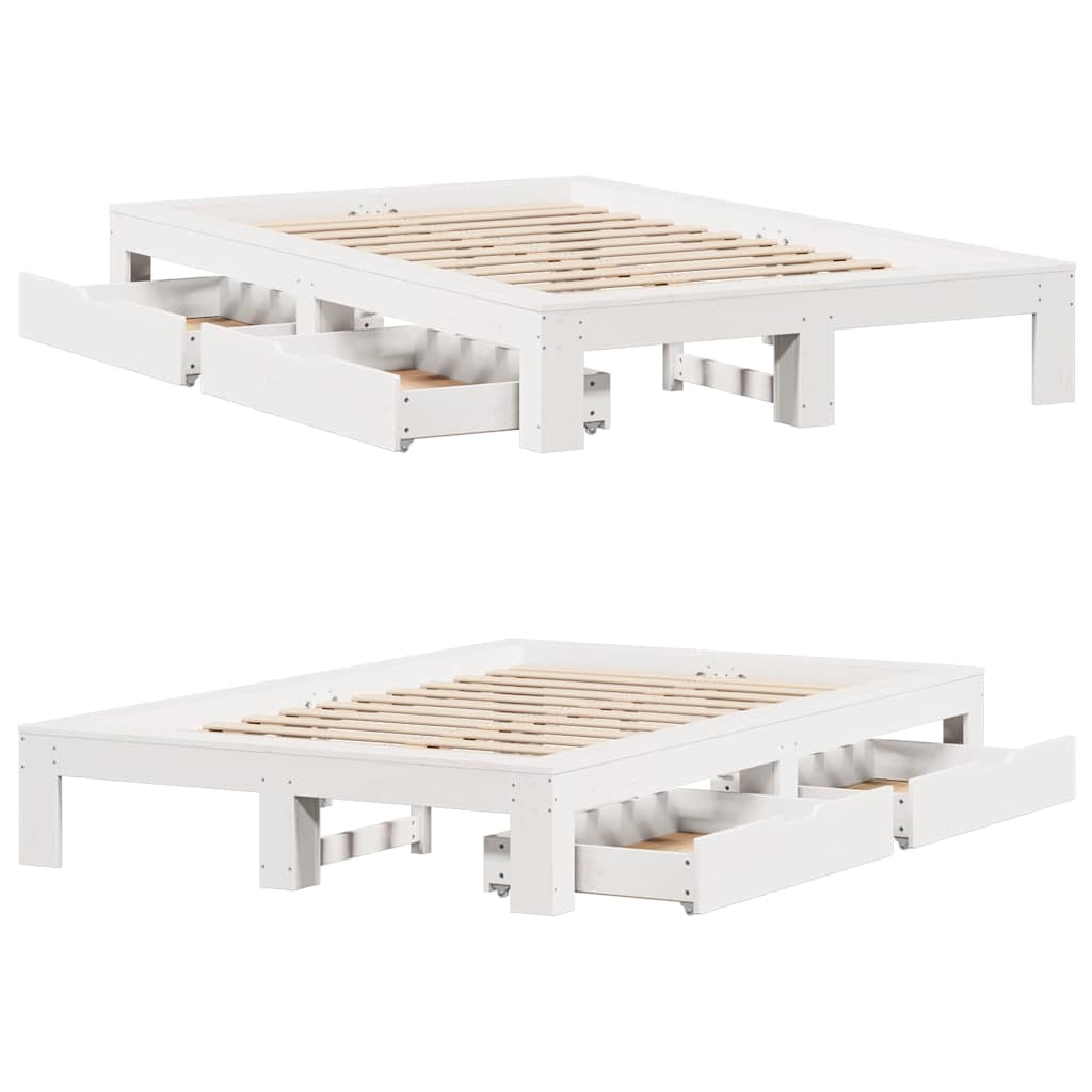 Bed Frame without Mattress White 120x190 cm Small Double Solid Wood Pine