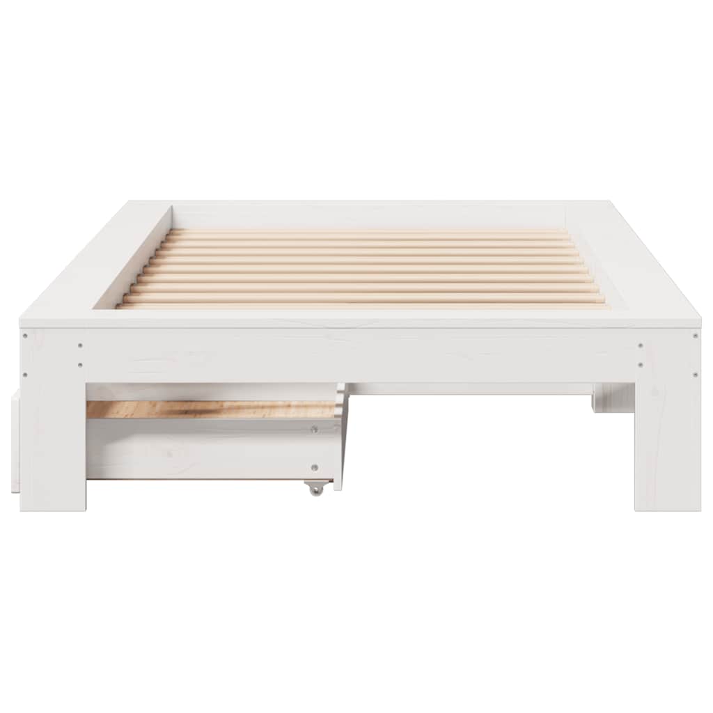 Bed Frame without Mattress White 75x190 cm Small Single Solid Wood Pine