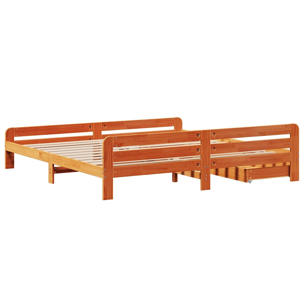 Bed frame without Mattress Wax Brown 200x200 cm Solid Wood Pine