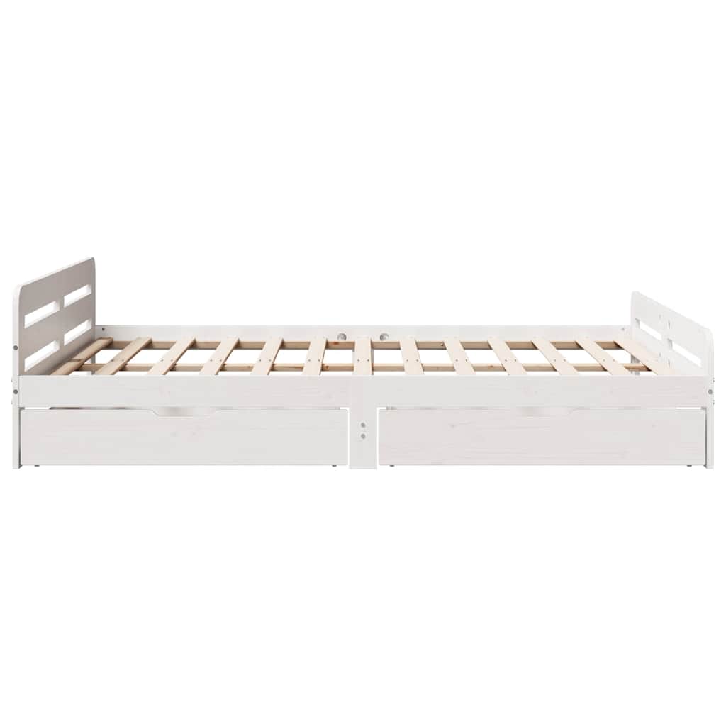 Bed Frame | White | Solid pinewood | King Size | Bed Frame | Rectangular