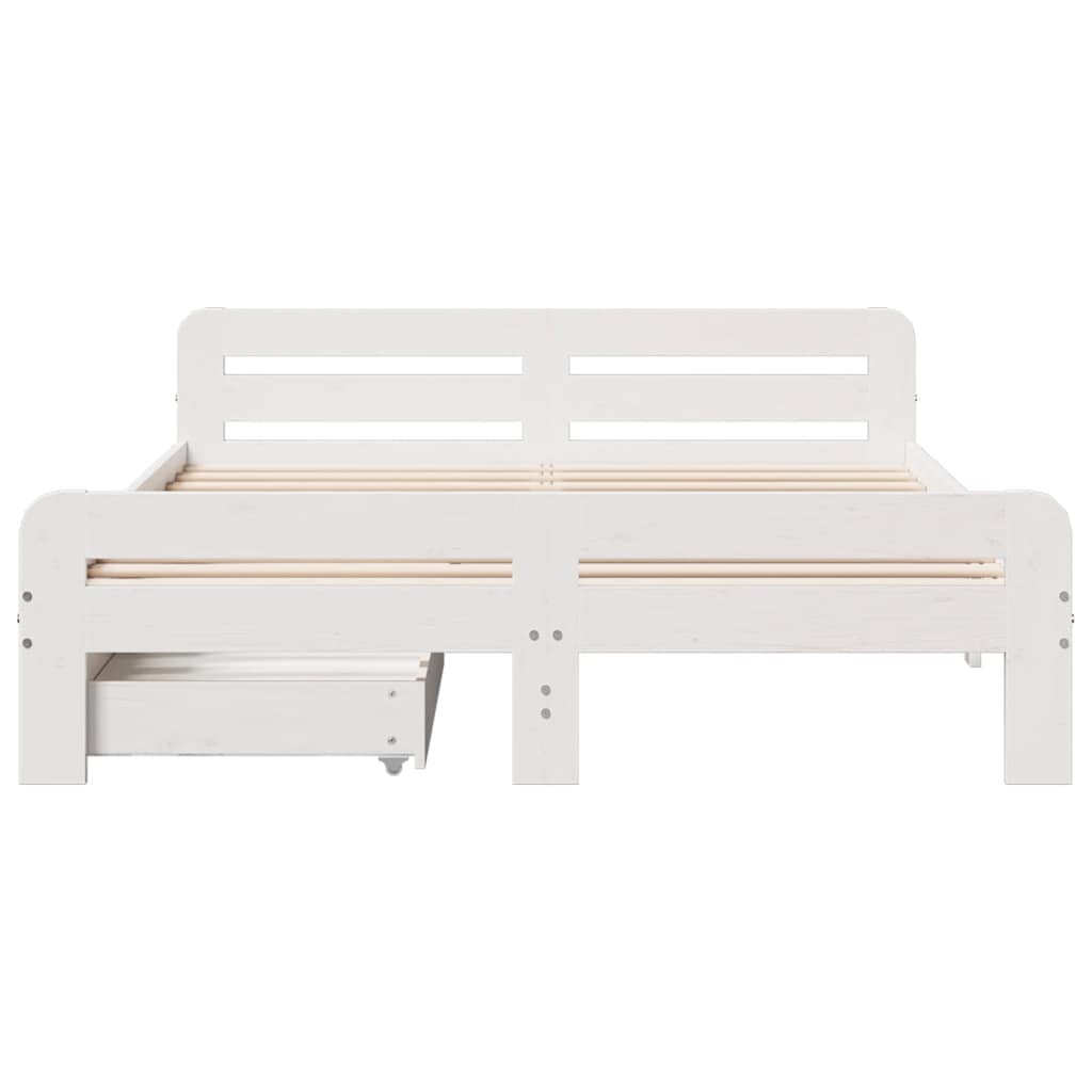 Bed Frame | White | Solid pinewood | Double | Bed Frame | Rectangular