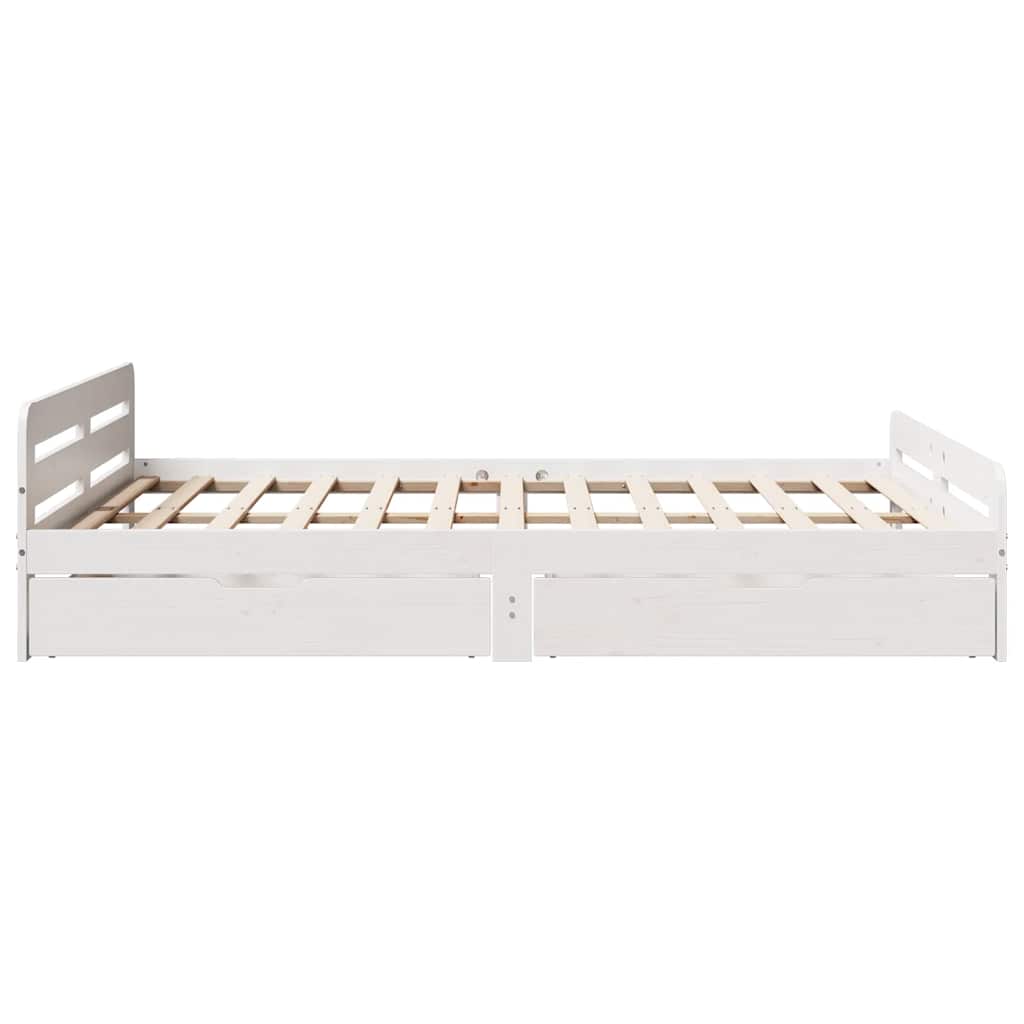 Bed Frame | White | Solid pinewood | Double | Bed Frame | Rectangular