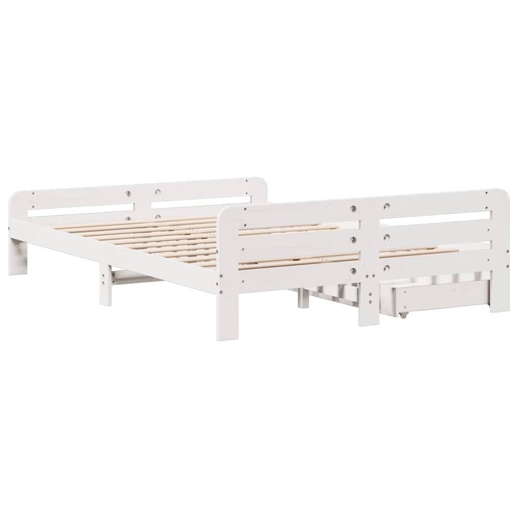 Bed Frame | White | Solid pinewood | Double | Bed Frame | Rectangular