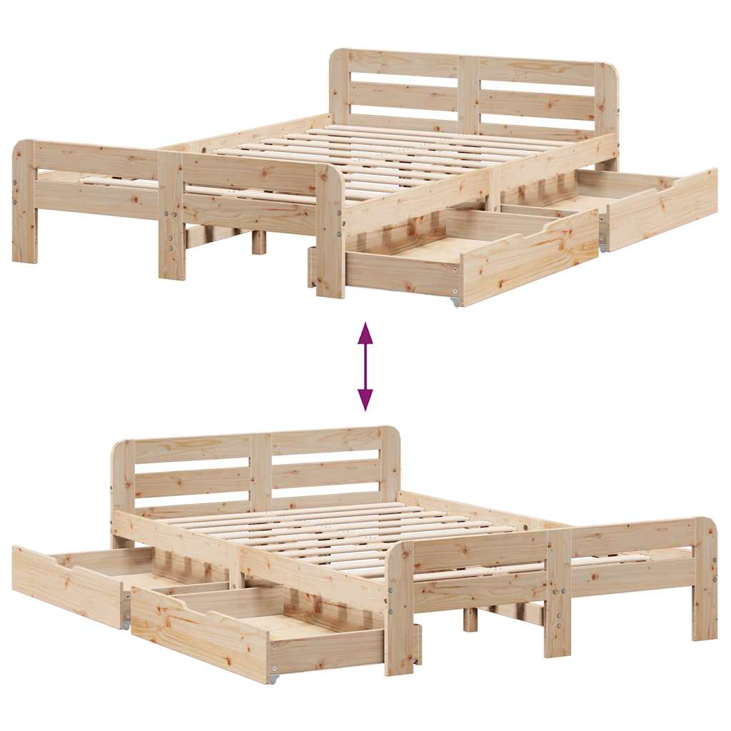 Bed Frame | Natural | Solid pinewood | Small Double | Bed Frame