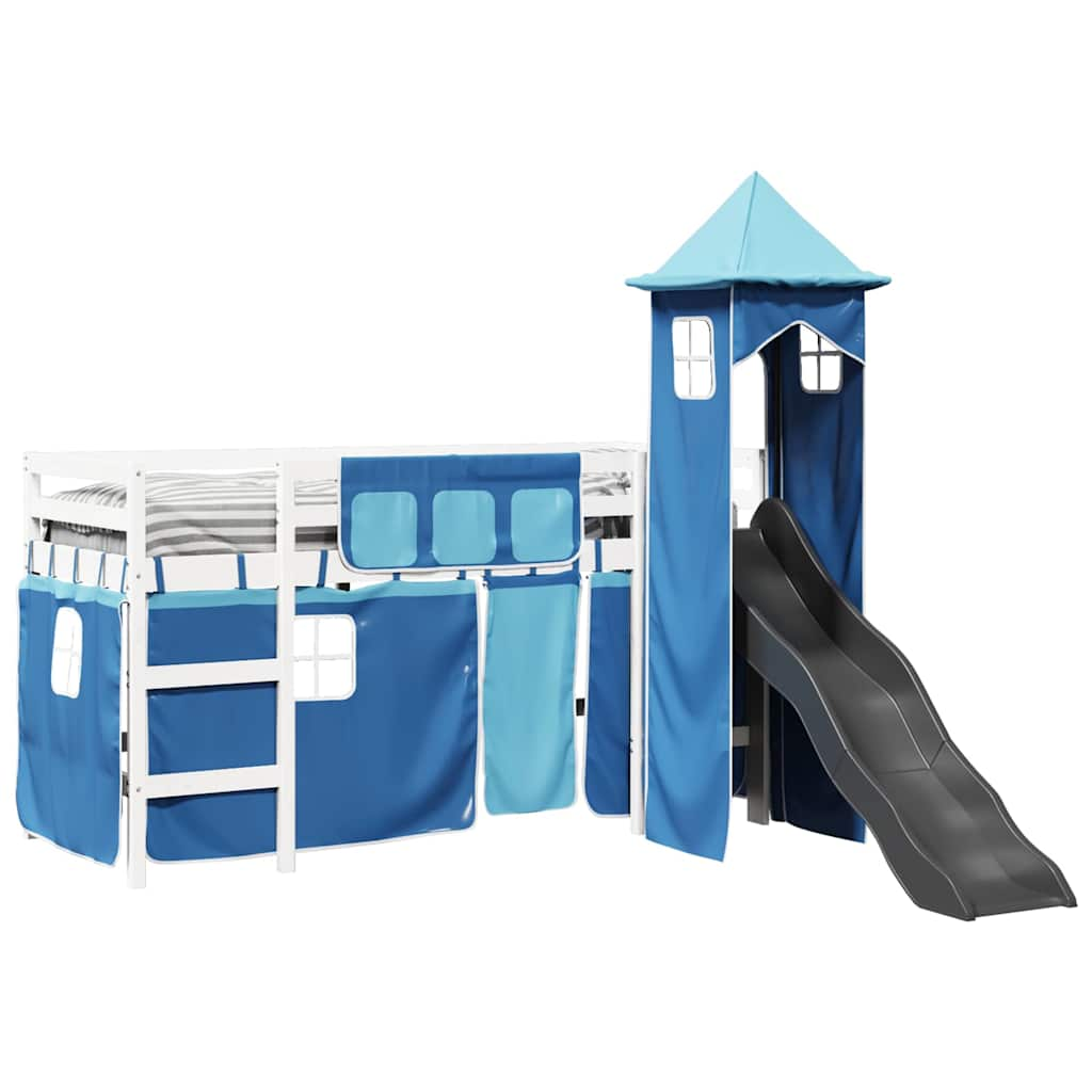 vidaXL Kids' Loft Bed with Tower Blue 90x190 cm Solid Wood Pine