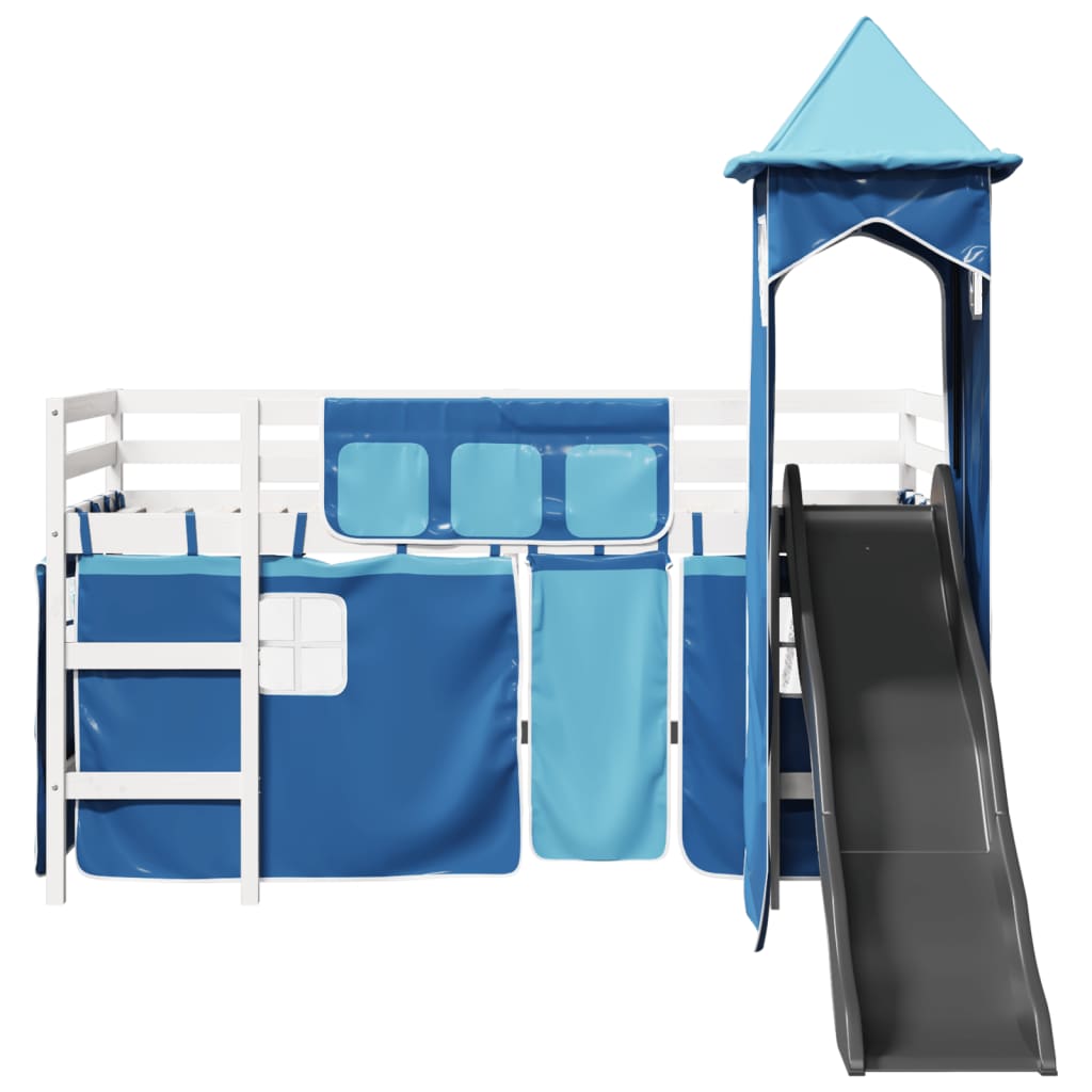 vidaXL Kids' Loft Bed with Tower Blue 90x190 cm Solid Wood Pine