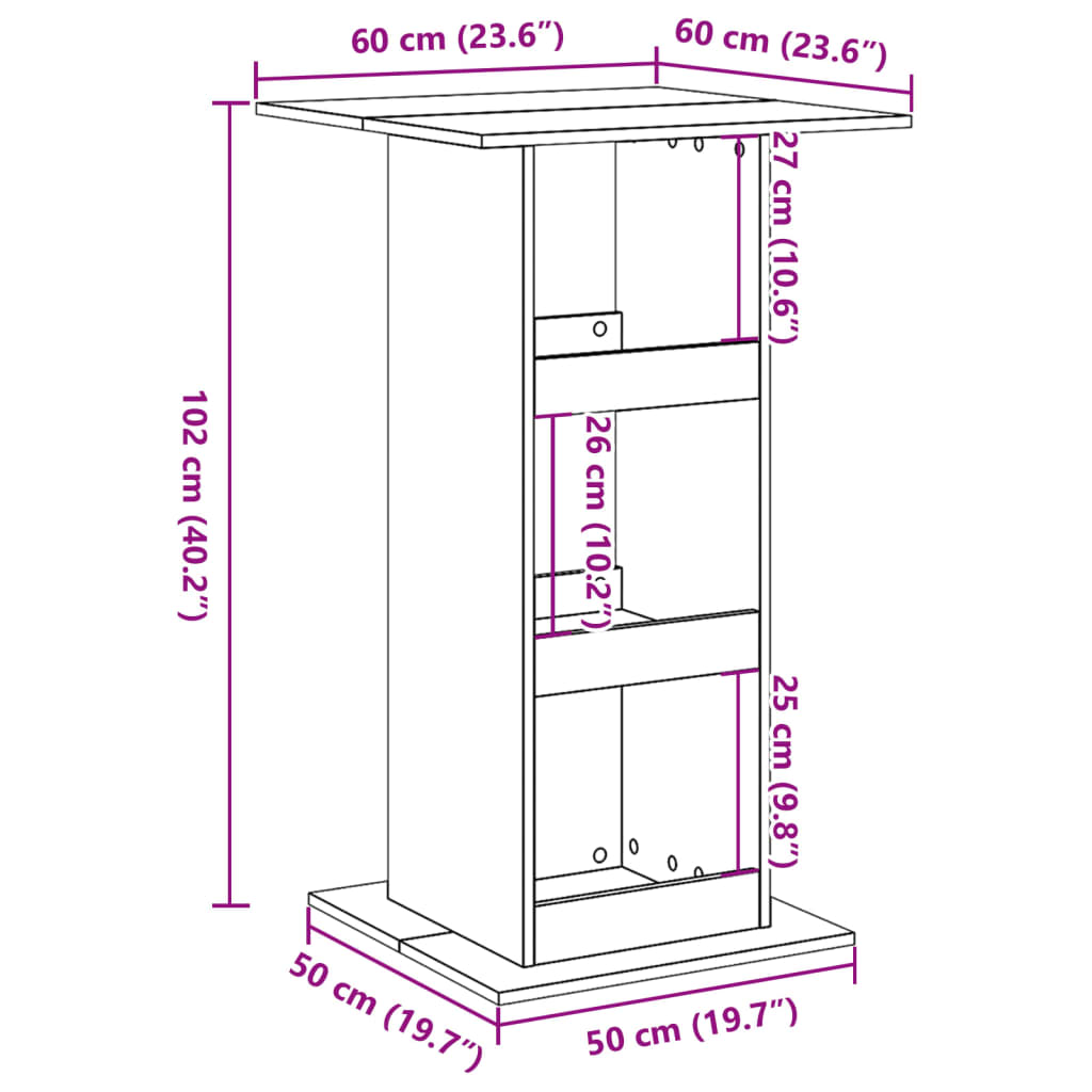 vidaXL Bar Table with Storage White 60x60x102 cm Engineered Wood