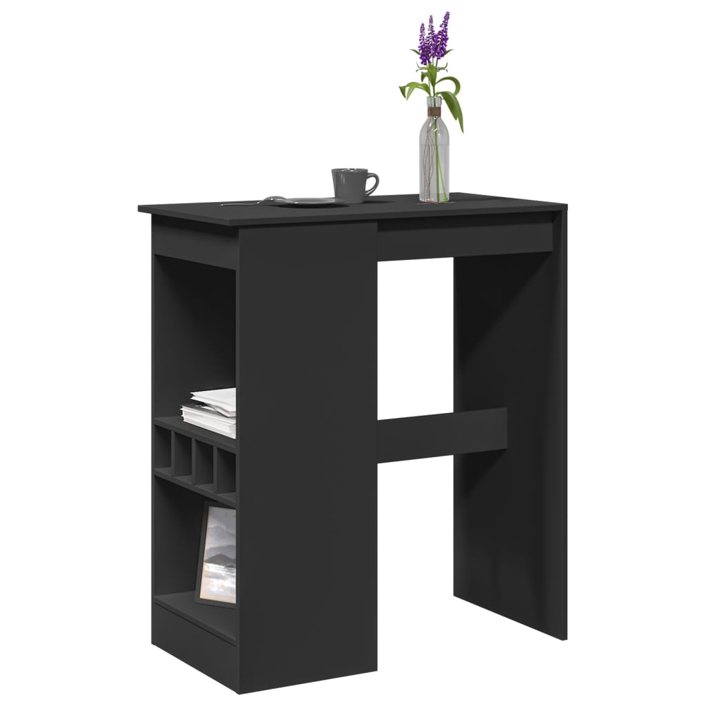 vidaXL Bar Table with Racks Black 90x47.5x103.5 cm Engineered Wood