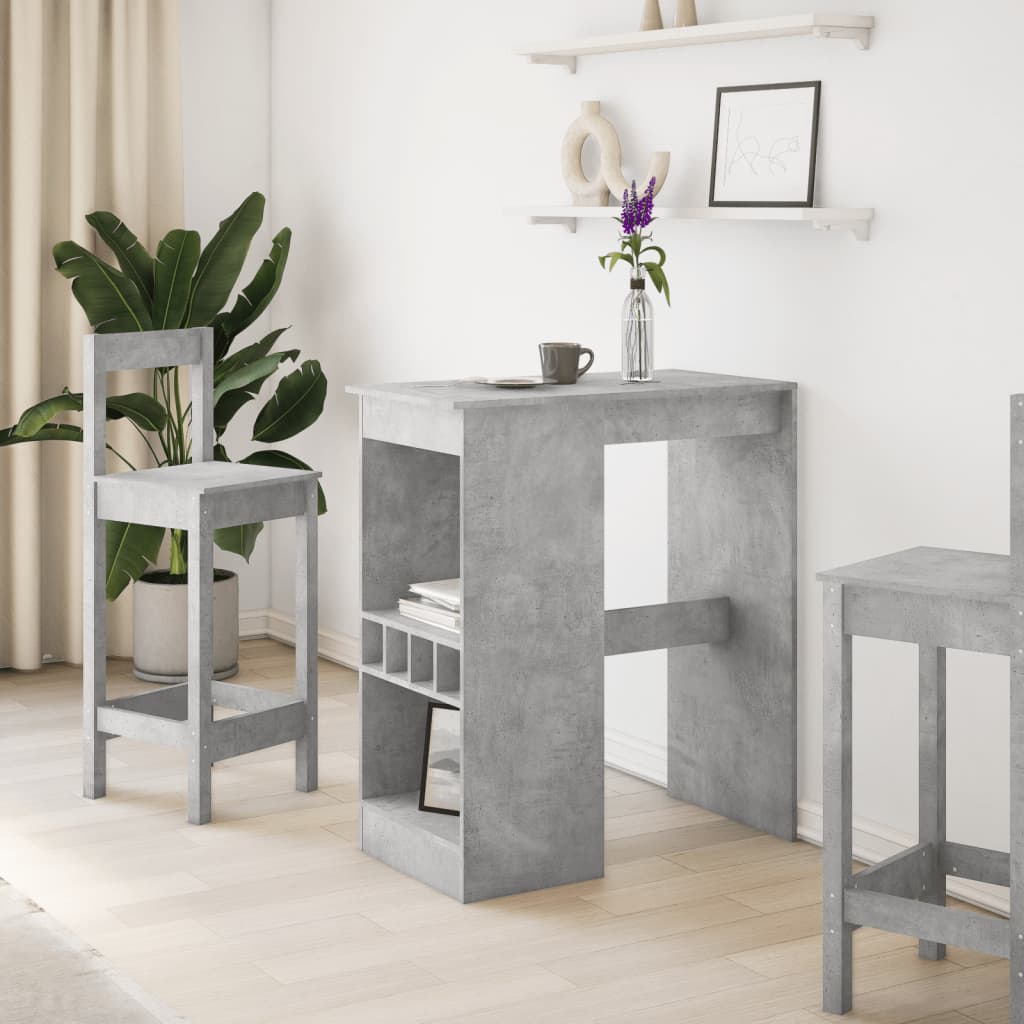 vidaXL Bar Table with Racks Concrete Grey 90x47.5x103.5 cm Engineered Wood